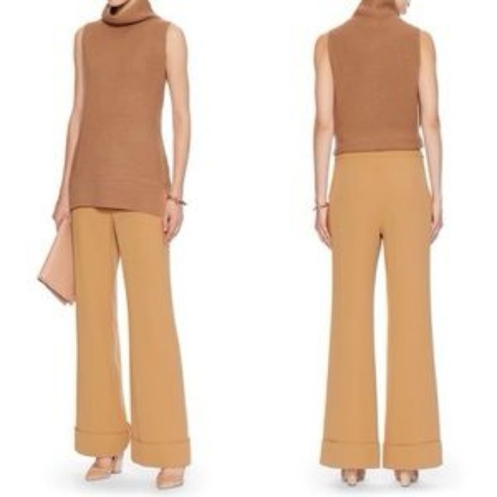 Intermix Wide Leg Cuffed High Waisted Khaki Trouser Pants DD-4867 EUC Size XS